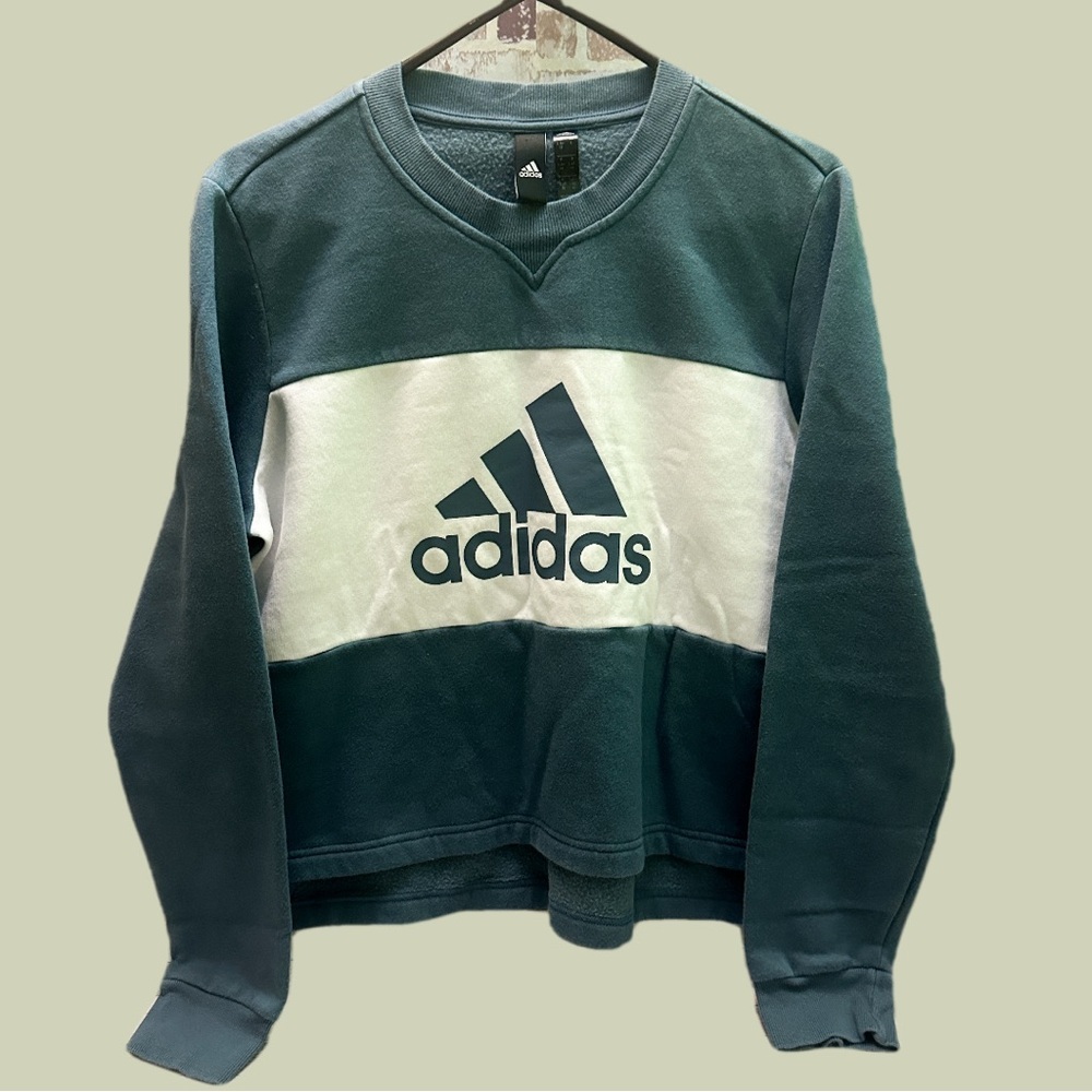 Adidas Women’s Gray  and White Sweater Crewneck L